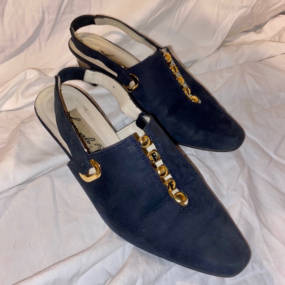 fiorangelo Shoes - Blue Vintage Kitten heel from Italy